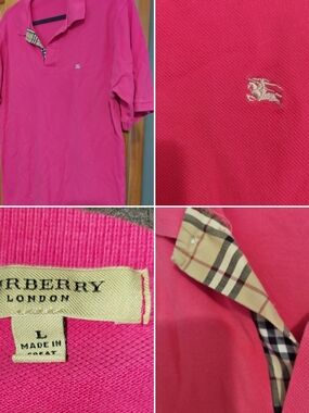 Burberry Pink Polo with Signature Check Collar